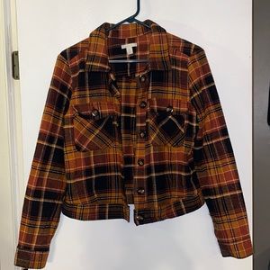 Flannel cropped shacket